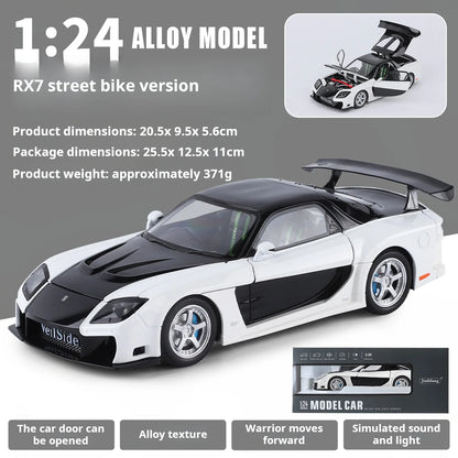 1:24 Boxed RX7 Fast & Furious 3 Han's Iconic Ride Exquisite Die-Cast Alloy Supercar Model Decorative Light & Sound Collect