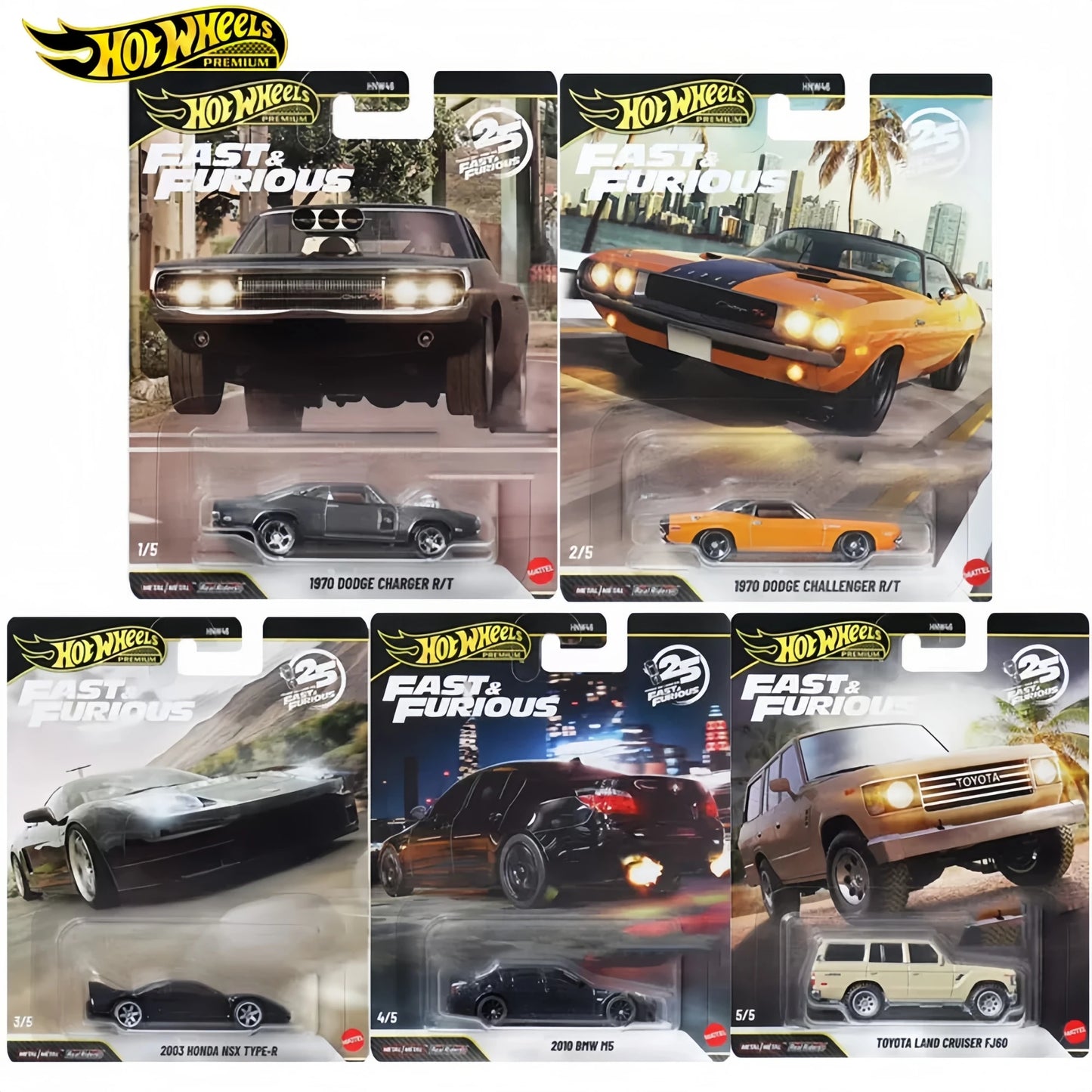 Hot Wheels Premium New Fast & Furious 1:64 Diecast Car Model Dodge Charger Honda NSX BMW Toyota Metal Collectible Vehicle Toy