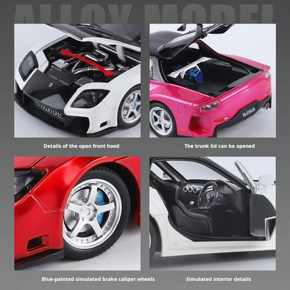 1:24 Boxed RX7 Fast & Furious 3 Han's Iconic Ride Exquisite Die-Cast Alloy Supercar Model Decorative Light & Sound Collect