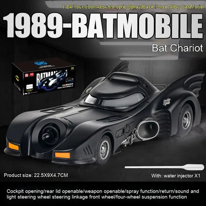 1-24 Batmobile Alloy Model Pull Back Spray Dark Knight Fan Desktop Decoration Collection Ornament