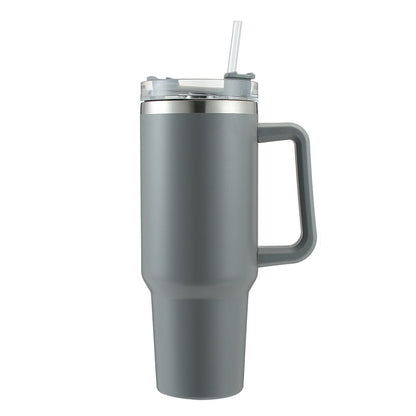 SleekTumbler - Stainless Steel Tumbler with Hard Straw, Insulation, Handle and Lid