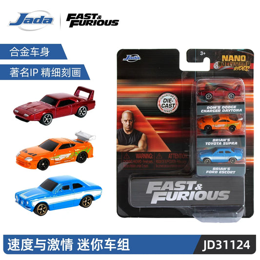 Jada Fast & Furious Mini Alloy Vehicle Car Model 3-pack Miniature Car Die-Cast Car Collection Ornament Boys Girls Surprise Gifts