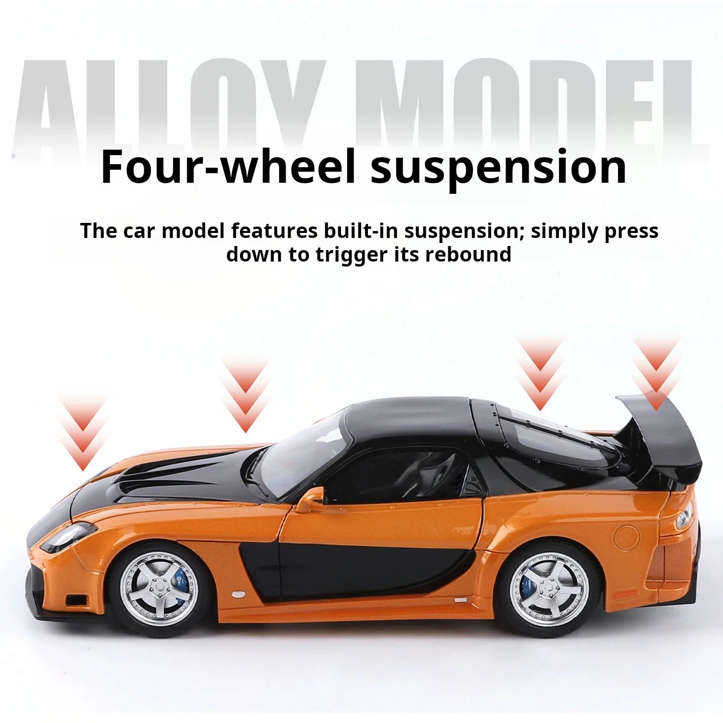 1:24 Boxed RX7 Fast & Furious 3 Han's Iconic Ride Exquisite Die-Cast Alloy Supercar Model Decorative Light & Sound Collect