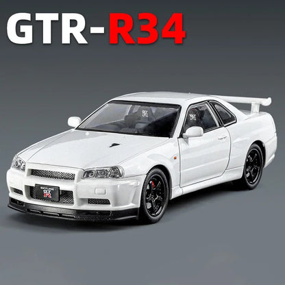 1:24 Nissan GTR R34 Skylin Fast & Furious Alloy Car Model Sound and Light Pull Back Toy Collectibles Gift