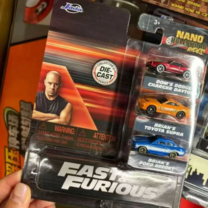 Jada Fast & Furious Mini Alloy Vehicle Car Model 3-pack Miniature Car Die-Cast Car Collection Ornament Boys Girls Surprise Gifts