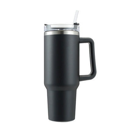 SleekTumbler - Stainless Steel Tumbler with Hard Straw, Insulation, Handle and Lid
