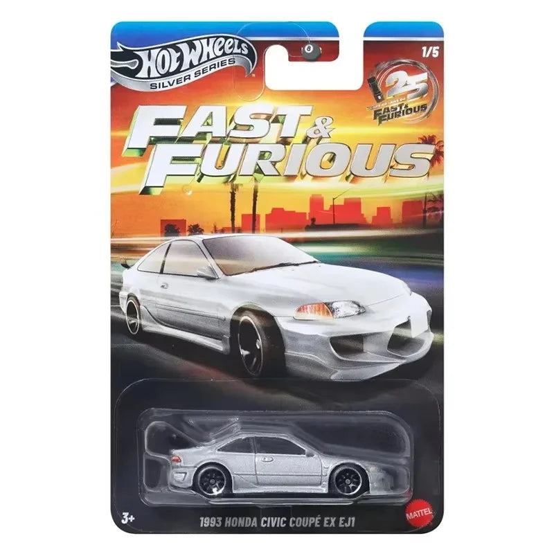 Hot Wheels Silver Series Fast & Furious Classic Car Honda Civic Dodge Charger Mitsubishi Eclipse Alloy Model Collectible Gift