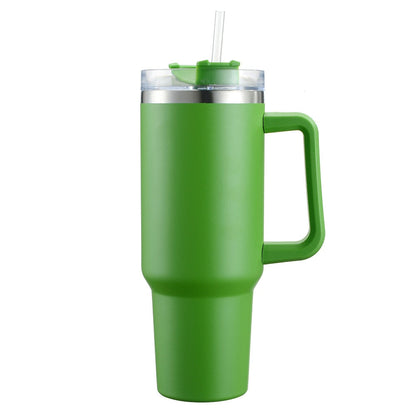 SleekTumbler - Stainless Steel Tumbler with Hard Straw, Insulation, Handle and Lid