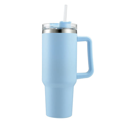 SleekTumbler - Stainless Steel Tumbler with Hard Straw, Insulation, Handle and Lid