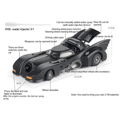 1-24 Batmobile Alloy Model Pull Back Spray Dark Knight Fan Desktop Decoration Collection Ornament
