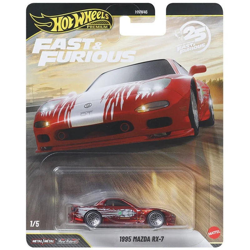 Mattel Hot Wheels Premium Power Trip & Fast & Furious 1/64 Collectible Vehicle 1995 Mazda RX-7 1967 Chevy Car Model Collection