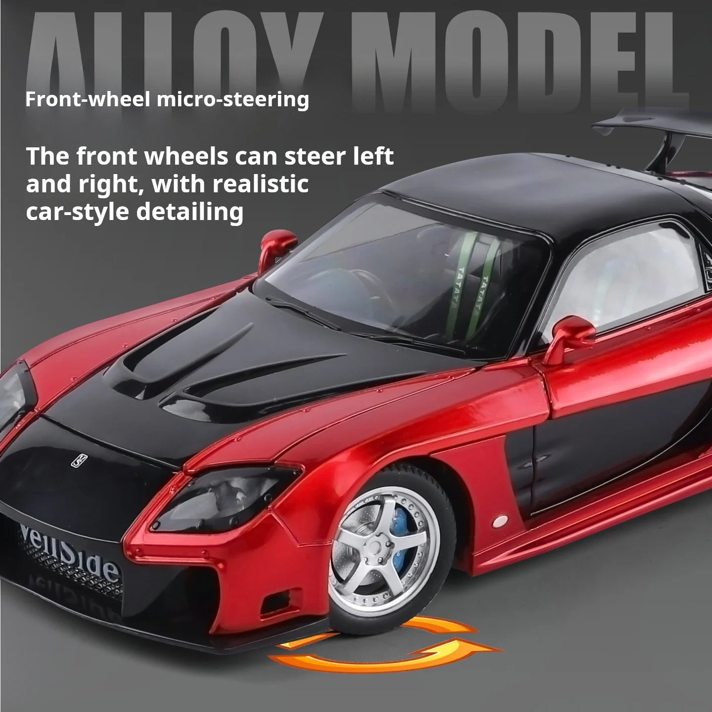 1:24 Boxed RX7 Fast & Furious 3 Han's Iconic Ride Exquisite Die-Cast Alloy Supercar Model Decorative Light & Sound Collect