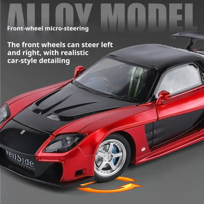 1:24 Boxed RX7 Fast & Furious 3 Han's Iconic Ride Exquisite Die-Cast Alloy Supercar Model Decorative Light & Sound Collect