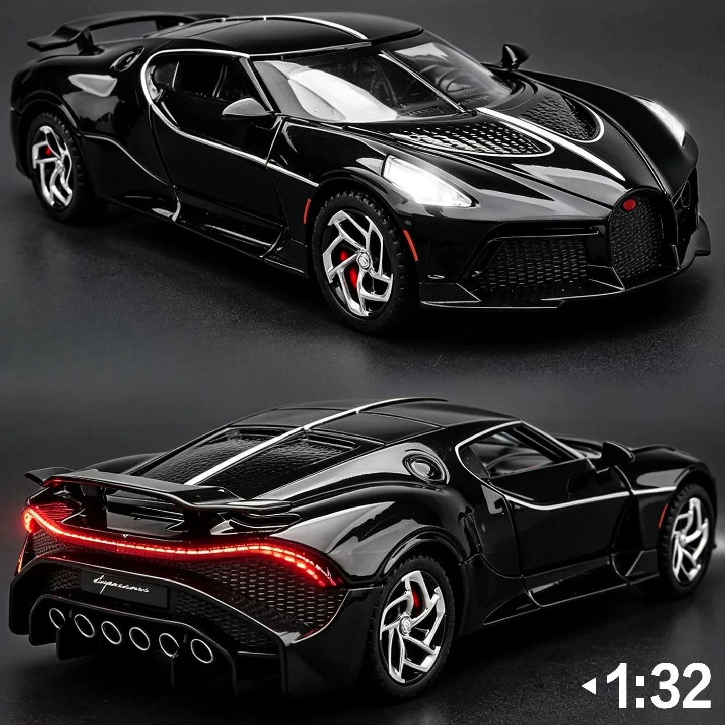 1:32 La Voiture Noire Alloy Sports Car Model Diecast Metal Toy Vehicles Car Model Collection High Simulation Gift