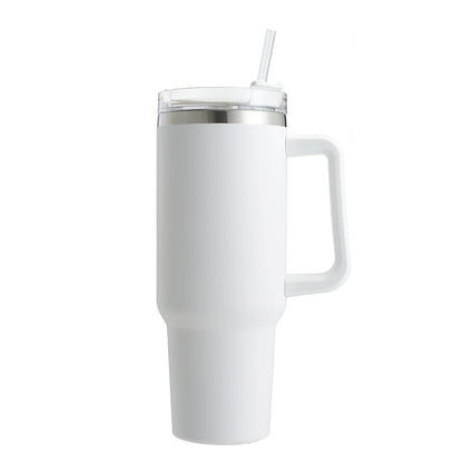 SleekTumbler - Stainless Steel Tumbler with Hard Straw, Insulation, Handle and Lid