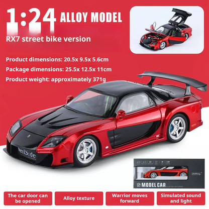 1:24 Boxed RX7 Fast & Furious 3 Han's Iconic Ride Exquisite Die-Cast Alloy Supercar Model Decorative Light & Sound Collect