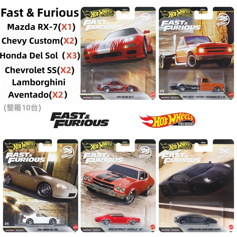 Mattel Hot Wheels Premium Power Trip & Fast & Furious 1/64 Collectible Vehicle 1995 Mazda RX-7 1967 Chevy Car Model Collection