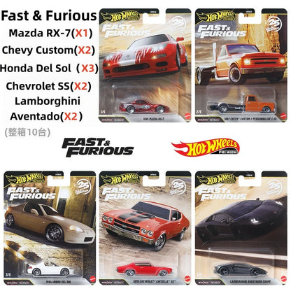 Mattel Hot Wheels Premium Power Trip & Fast & Furious 1/64 Collectible Vehicle 1995 Mazda RX-7 1967 Chevy Car Model Collection