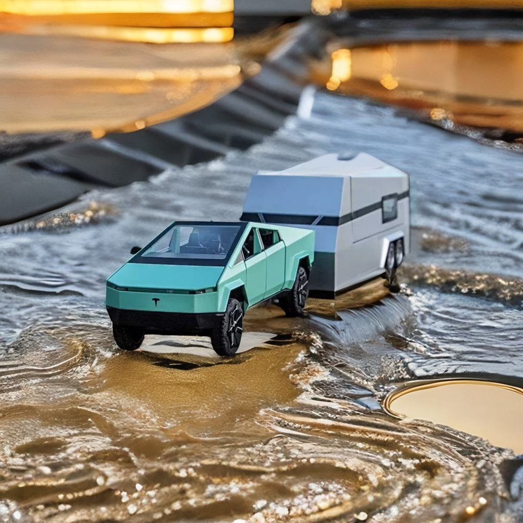 1/32 Tesla CyberTruck Pickup Trailer